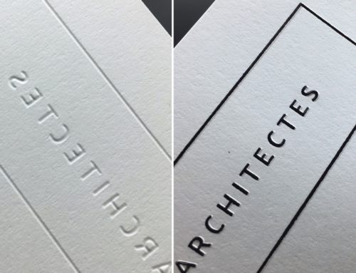 Marquage à chaud Noir galbé de précision sur tête de lettre cabinet d&rsquo;architectes – Olin Extra Blanc 120gr/m2